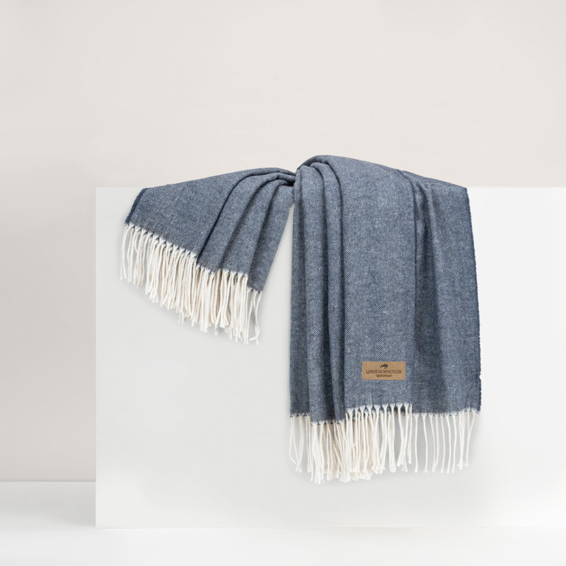 Italian Herringbone Throw, Midnight