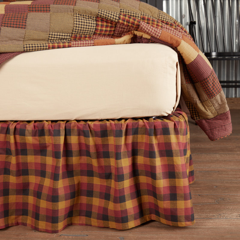 Primitive Check Ruffled Bed Skirt, Queen