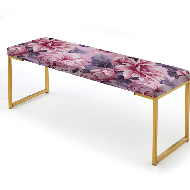 Harmony - pivoines roses - banc floral rembourré or