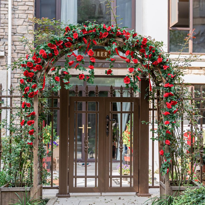 2 Pack Artificial Rose Garland Vine, Red
