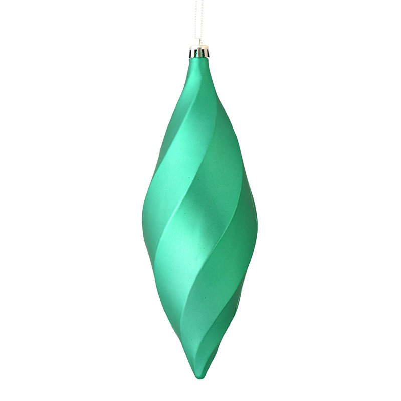 8" Matte Swirl Finial Ornament, Green