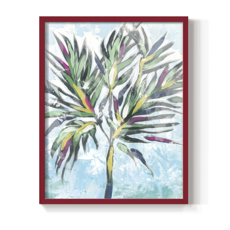 «Candy Palm Fresco II», reproduction encadrée - bois massif, H 11 po x l 9 po, Red