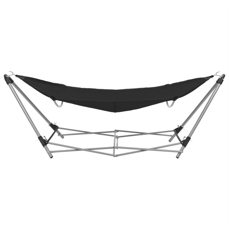 Folding Camping Hammock with Stand, Black