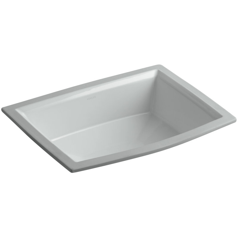 Archer® Vitreous China Rectangular Undermount Bathroom Sink with Overflow, Ice Grey