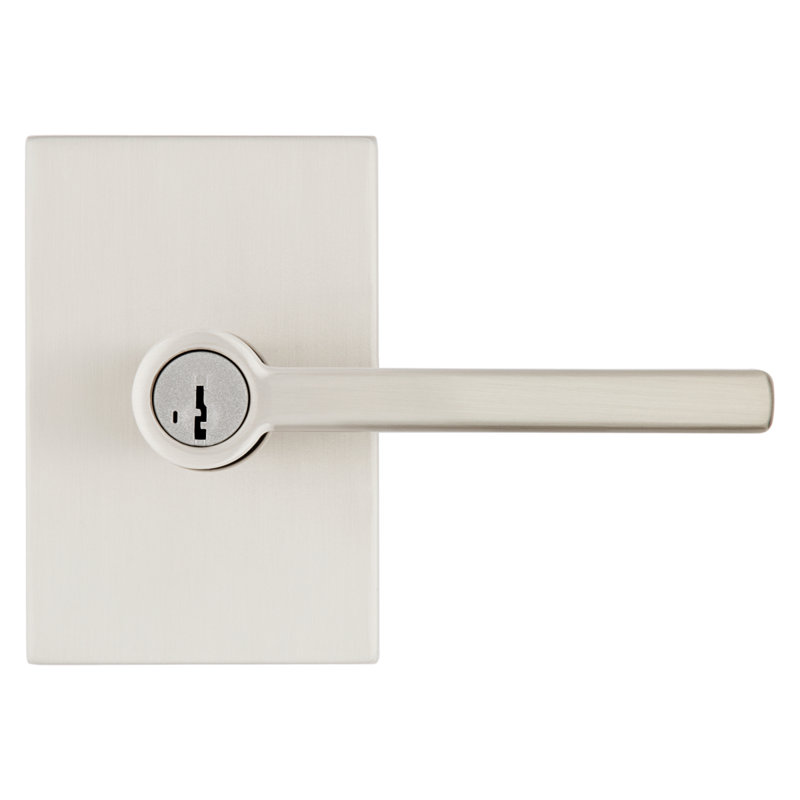 Halifax Keyed Entry Lever featuring SmartKey Security, Satin Nickel