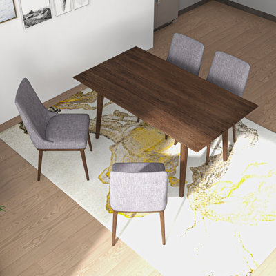 Kentrail 4 - Person Solid Wood Solid Wood Top Four Leg Dining Set