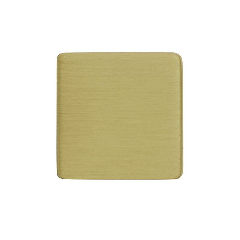 Brushed Golden Brass Square Knob with Mounting Hardware