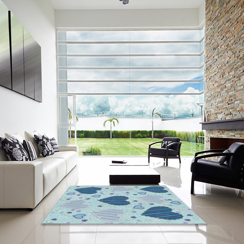 Tapis bleu marine à motifs Adilene, Carré 3 pi
