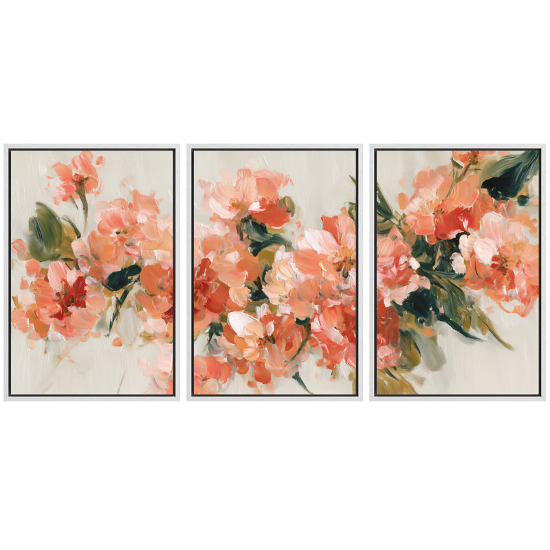 Œuvre botanique florale pêche douce, images de chambre à coucher, impression sur toile encadrée, H 24 po x l 48 po