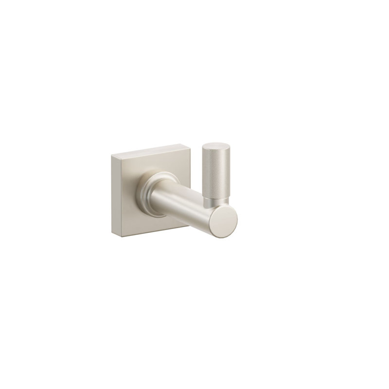 Emtek Select Single Hook w/ Small Square Rosette, Round Stem & Knurled Tip, Polished Chrome