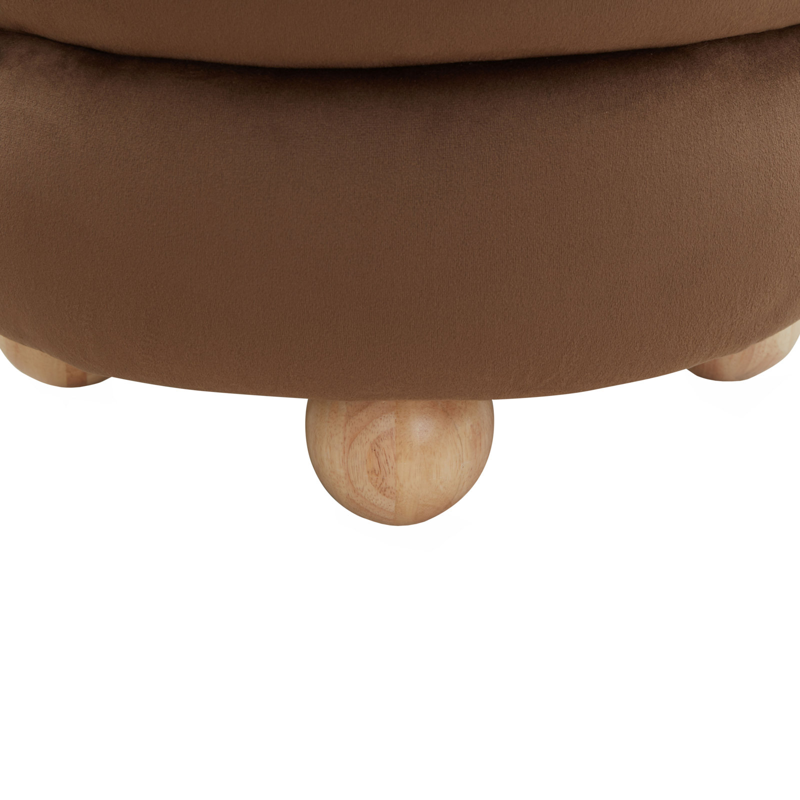 Dalisha 17" Velvet Round Ottoman, Natural, Dark Brown Velvet