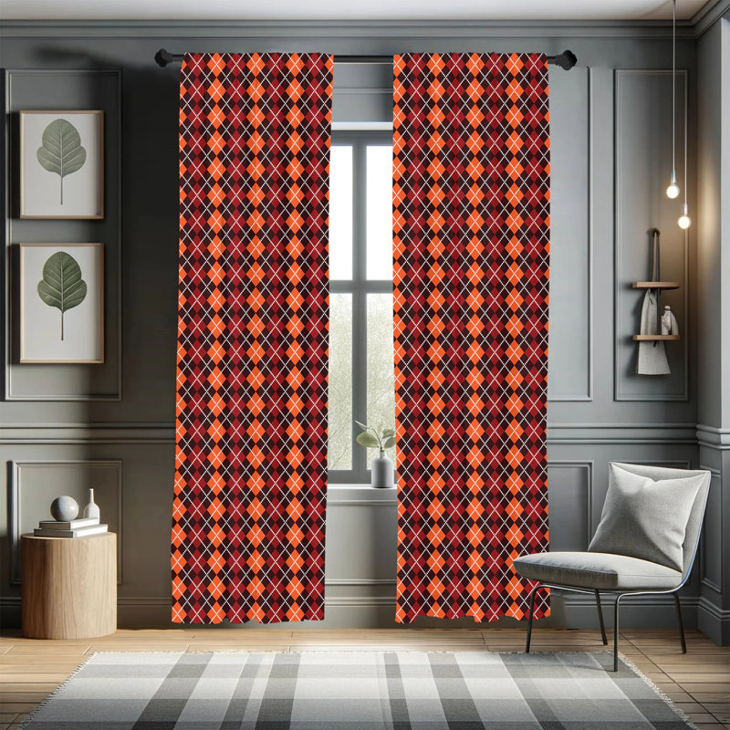 Argyle Semi-Sheer Rod Pocket Curtain Panels, 28" x 63"