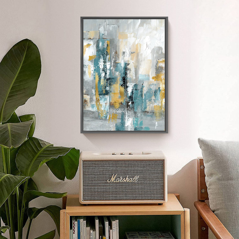 «Framed Abstract Modern» par HZLJ - Peinture sur toile encadrée, H 24 po x l 12 po x P 2 po