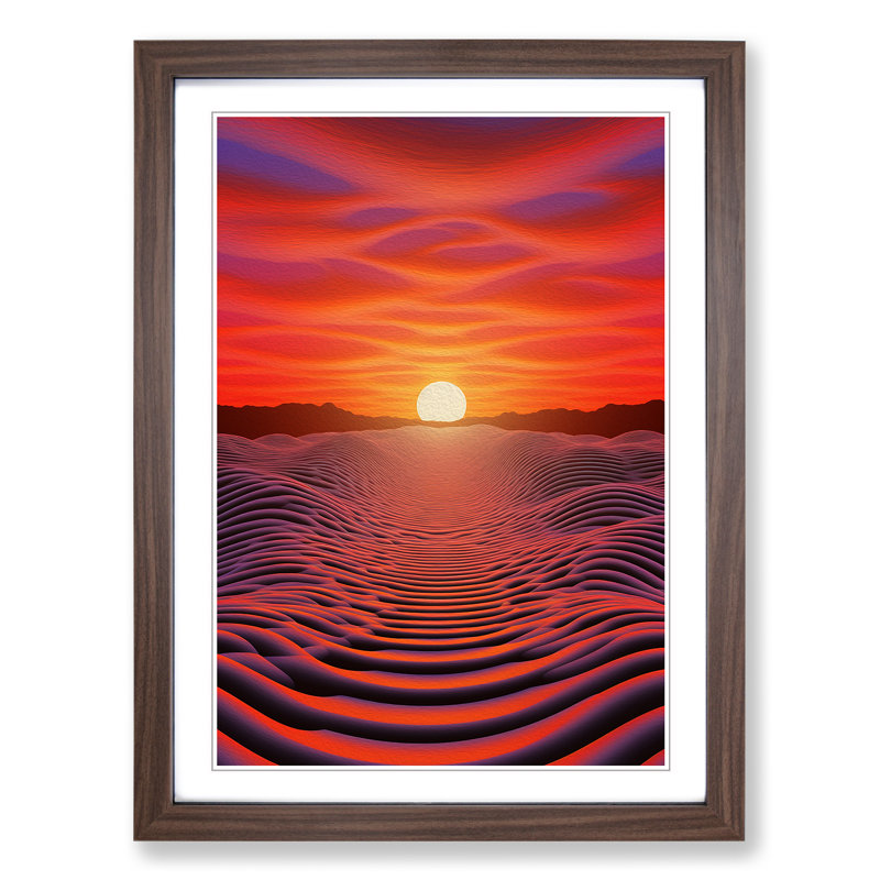 Sunset Op 1 Piece Single Picture Frame Wall Art, 64cm H x 46cm W x 2cm D, Walnut