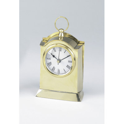 Horloge de table analogique à quartz en métal, blanc