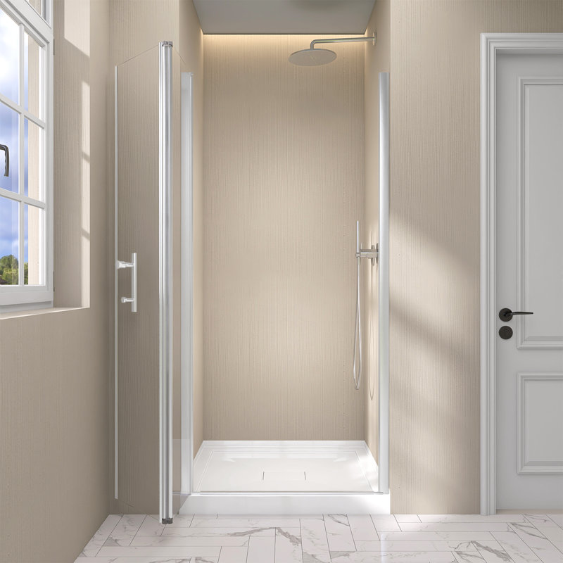 36-37 1/4 po x 72 po H porte de douche en verre pliable sans cadre, Chrome