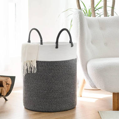 Woven Collapsible Laundry Basket Dovecove Color: White/Brown