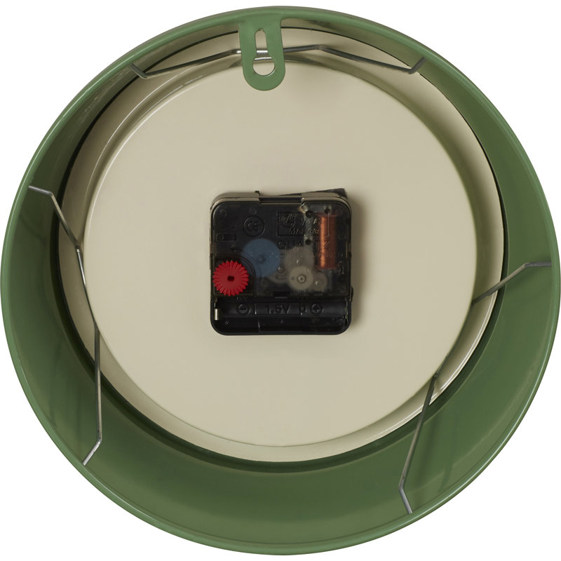 Retro Round Aluminum Wall Clock 8.5 Inches, Green