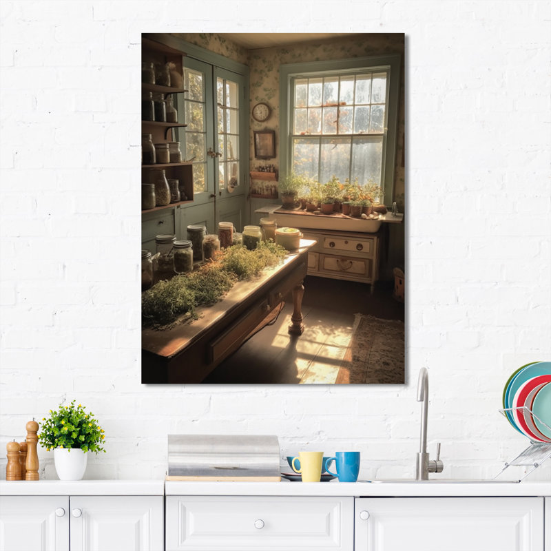 «Old Farmhouse Kitchen II», art mural sur toile, H 20 po x l 12 po x P 1 po