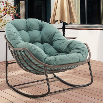 Extra Large Indoor Rocking Chair with Cushion - Rocking Chair Egg Shape for Front Porch
