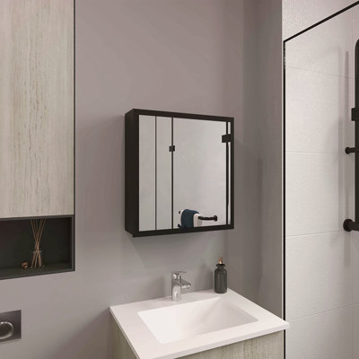 Pharmacie à miroir H 21,1 po x l 19,7 po, une porte avec quatre tablettes intérieures pour la salle de bain et la cuisine