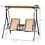 Balancelle Canopée 2, extérieur avec porte-gobelet et abat-jour inclinable, baldaquin beige 2, table de rangement pivotante réglable, support, siège, structure en acier stable, siège de meuble