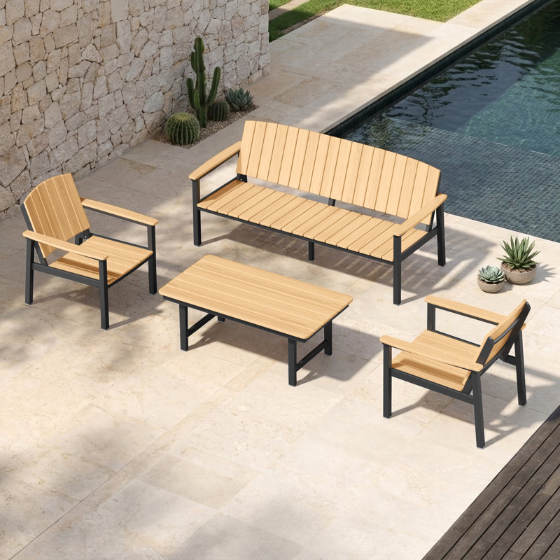 Table basse en aluminium pour patio, cadre en aluminium FPSH, table basse toutes saisons pour la cour, le jardin et la piscine