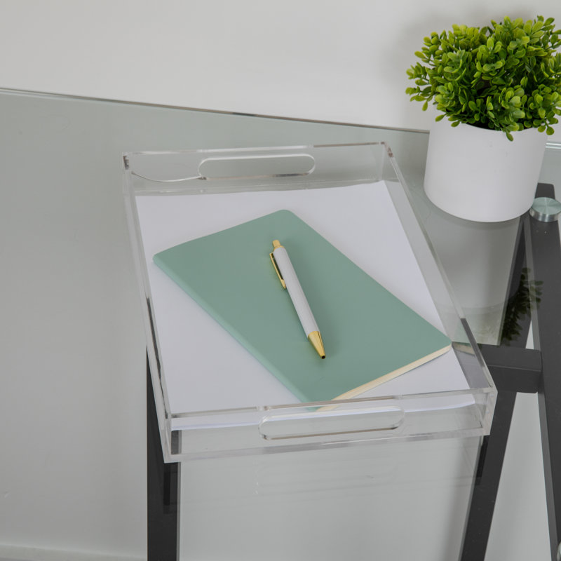 Clear Acrylic Letter Tray with Handles and Anti-Slip Feet