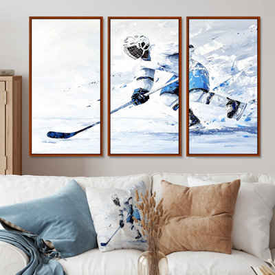Joueur de hockey en action - ensemble de reproductions d'art mural