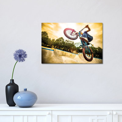 " Bmx Bike In A Flight On The Ramp Up Close Going Up " by Nik Rave