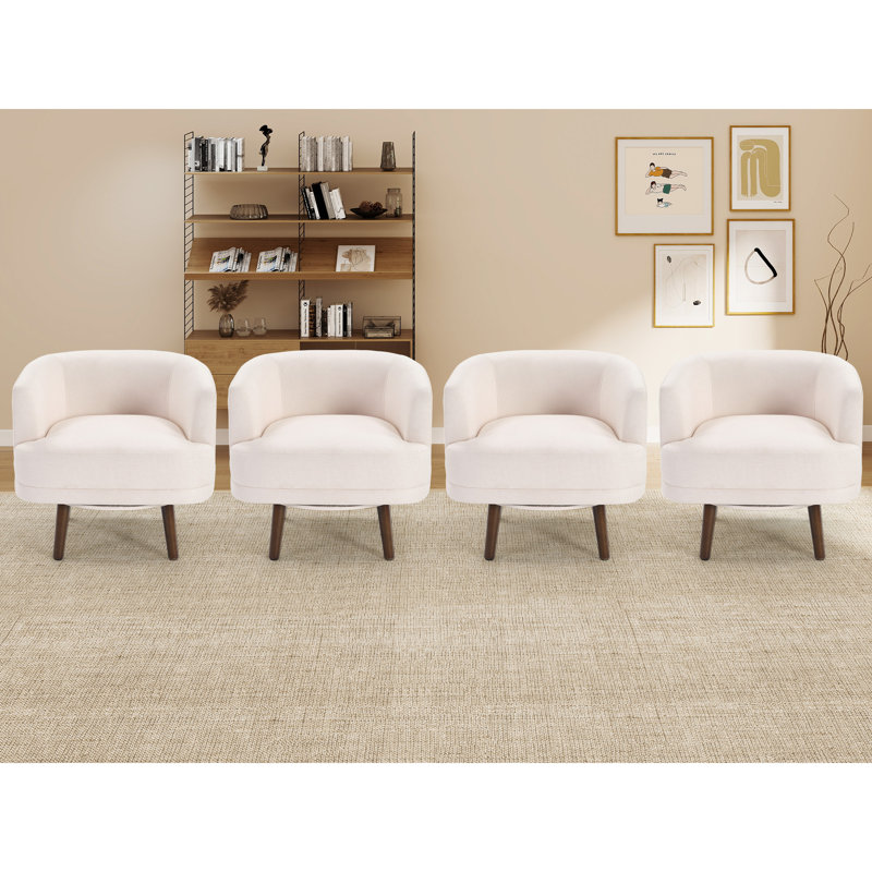 28.8'' Wide Contemporary Soft Upholstered Swivel Living Room Armchair With Solid Wood Frame, Beige