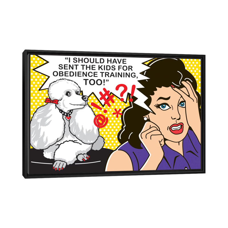 «Obedience Training», impression sur toile, H 18 po x l 26 po x P 1,5 po, Toile avec cadre noir, Pas de tapis