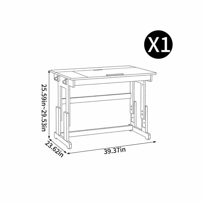 Bureau multifonctionnel de style italien, H 25,59 po x l 39,37 po x P 23,62 po