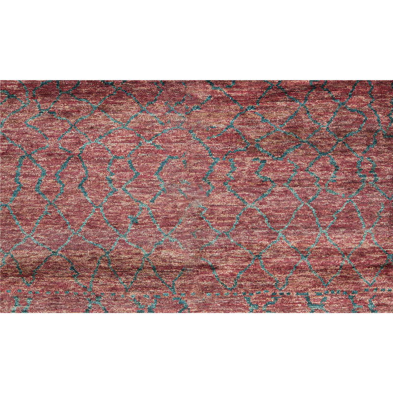 Hand-Knotted High-Quality Red and Green Area Rug
