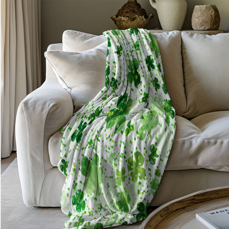 Shimmering Shamrock - couverture Sherpa de qualité supérieure 1 pièce WB_FL_100624_0052, L 50 po x L 60 po