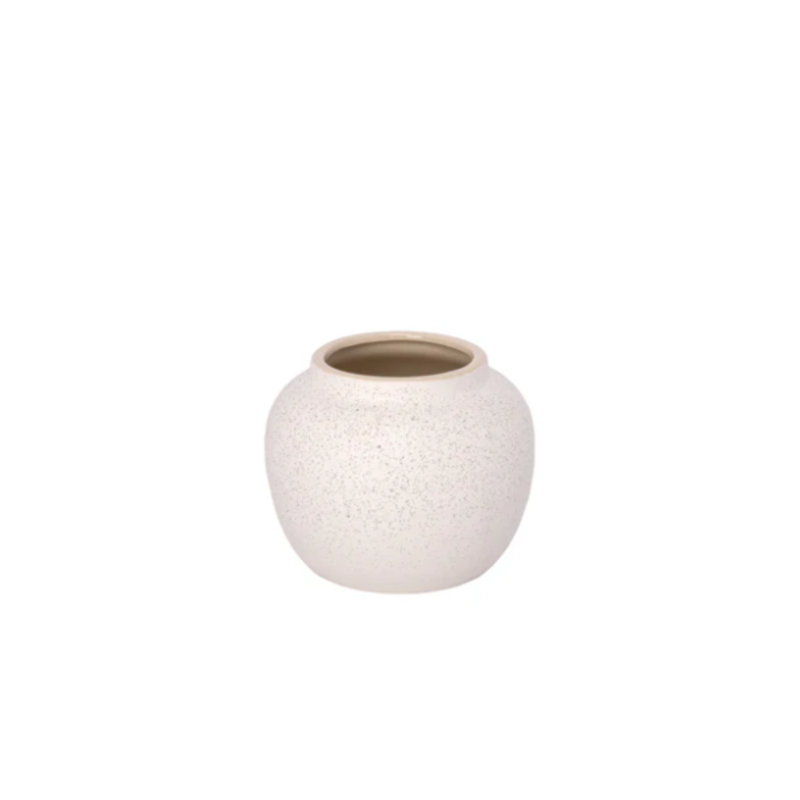 Pot en grès blanc, H 5,5 po x l 6,75 po x P 6,75 po