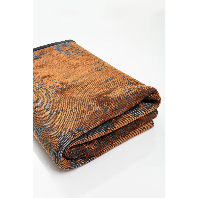 Rapture Orange/Gray Abstract Luxury Area Rug, Rectangle 7'10" x 11'2"