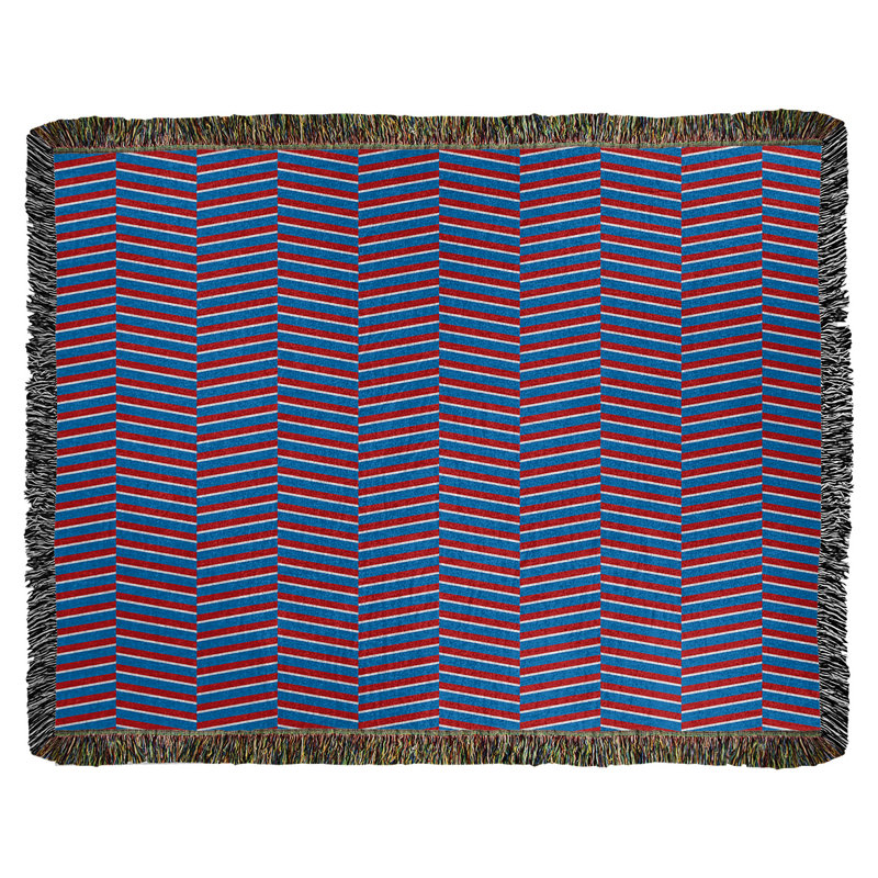 Hand Woven Throw Blanket, 37" W x 52" L, Striped, Purple/Red