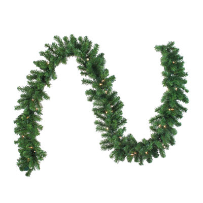 9' x 10"" Pre-Lit Oak Creek Pine Artificial Christmas Garland - Clear Dura-Lit Lights -  Northlight Seasonal, 32913275