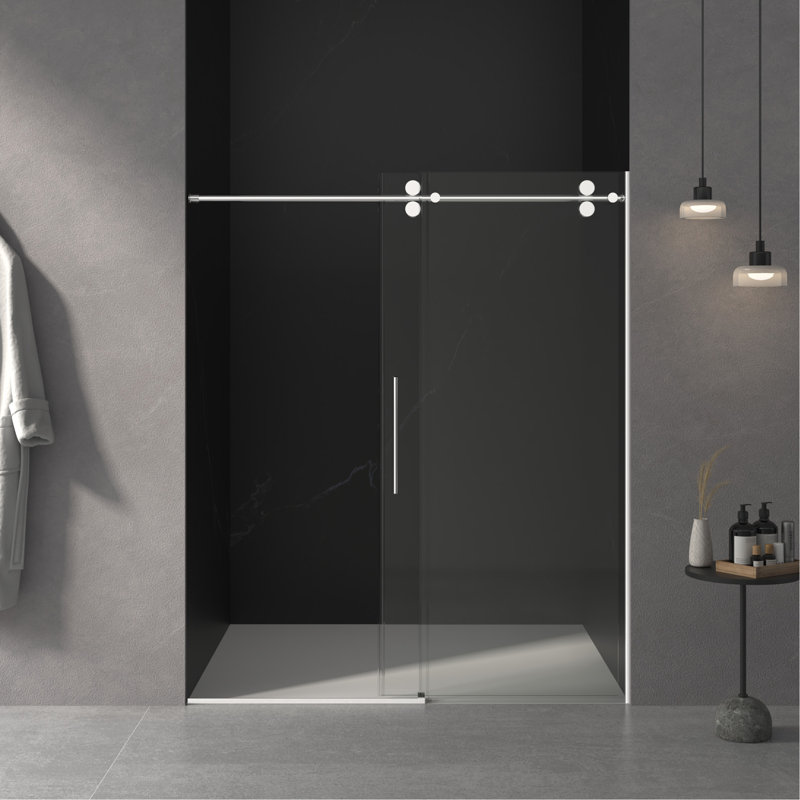 56"-60"W x 72"H Frameless Shower Door, Sliding Shower Door, with Premium 5/16"(8mm) Thick Tempered Glass Shower Enclosure ,Double Side Easy Clean Coat,Chrome Finished With Buffer