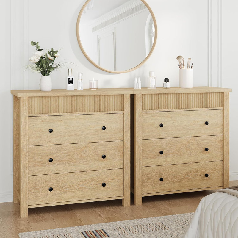Commode 5 tiroirs pour table de chevet, commode en bois, table de bout cannelée, rangement pour le salon, le couloir et le vestibule
