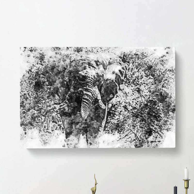 The Majestic Elephant in Abstract - Wrapped Canvas Painting Print, 40cm H x 60cm W x 3cm D