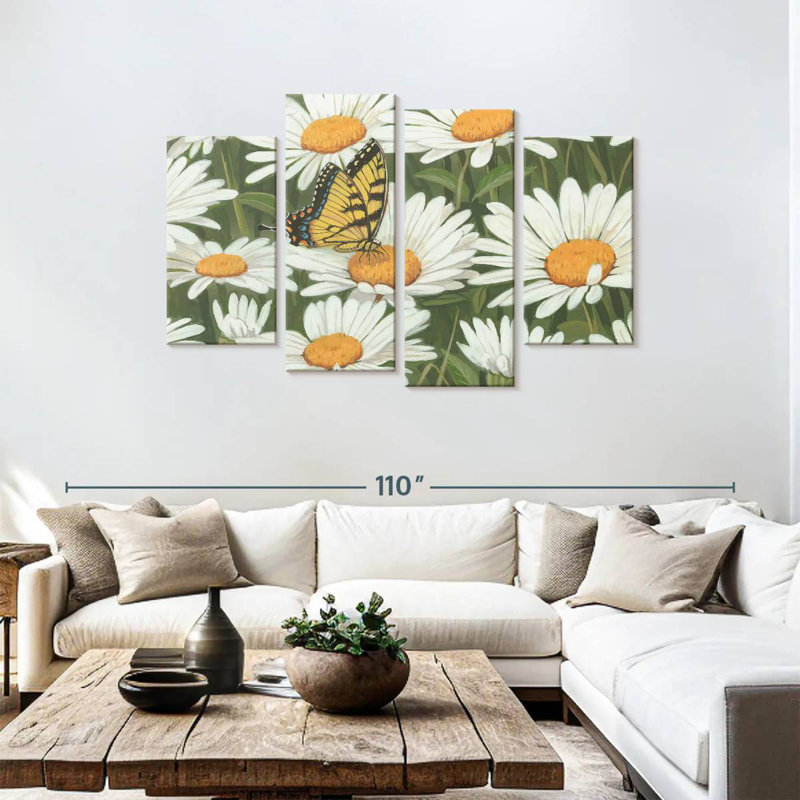 Harnek Daisies And Butterfly