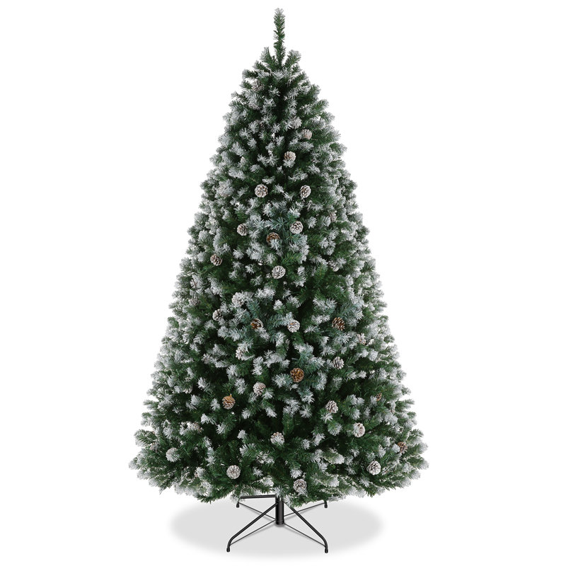 6 pi Arbre de Noël floqué avec pommes de pin