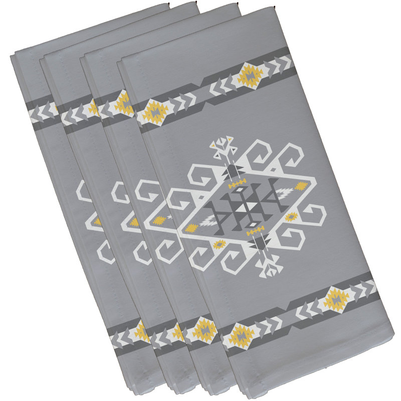 Alfreda Polyester Geometric Square Napkin, Grey