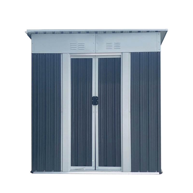 5Ftx3ft Pent Roof Grey Outdoor Tool Bike Storage Garden Shed With Aluminum Alloy Frame And Sliding Door, Navy Blue