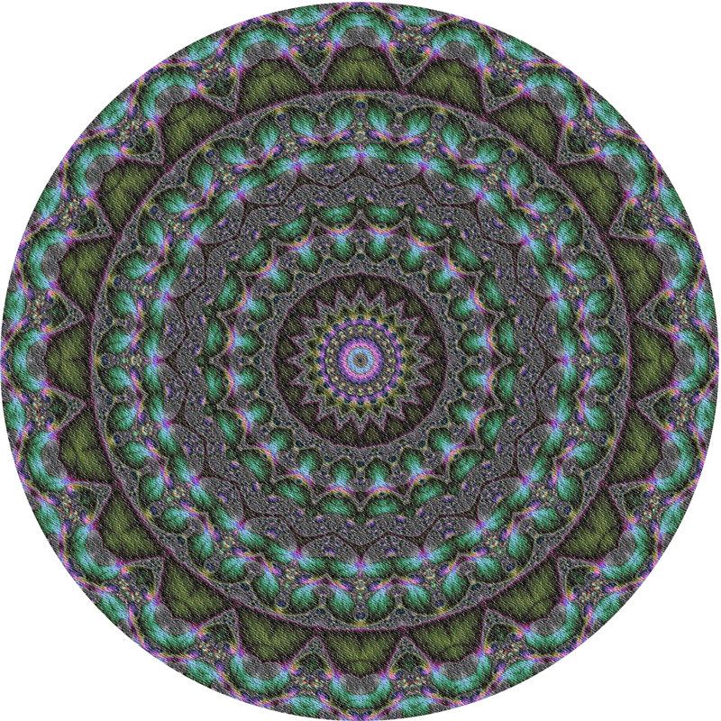 Tapis vert/gris tissé à la machine, Rond 6 pi