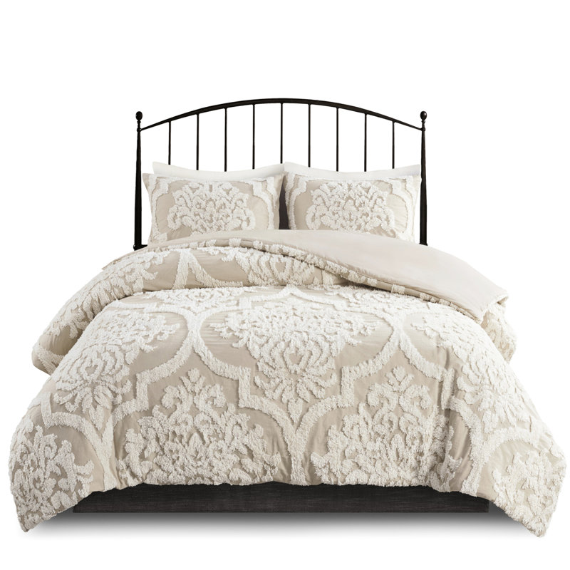 Full/Queen Taupe Comforter With 3 Piece Cotton Chenille Softness, Full/Queen Comforter + 2 Shams, Taupe