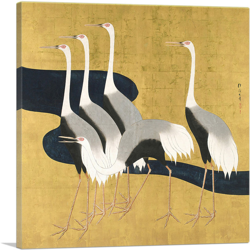 «Cranes» par Sakai Hoifi - reproduction d'art sur toile tendue, H 26 po x l 26 po x P 1,5 po