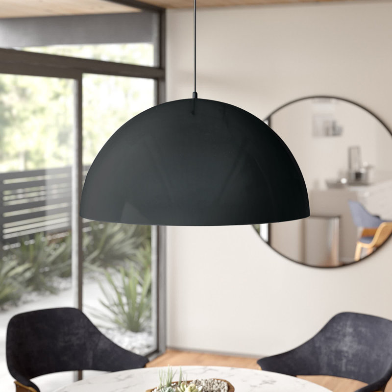 Luminaire suspendu en forme de dôme à 1 lumière Pizano, Marine, H 13 po x l 24 po x p 24 po